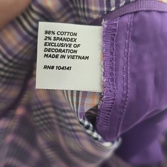 Lady Hagen 8 Purple Plaid Golf Bermuda Shorts W Bow Waist - Picture 9 of 9